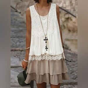 NEW Lace Layered Sleeveless Dress